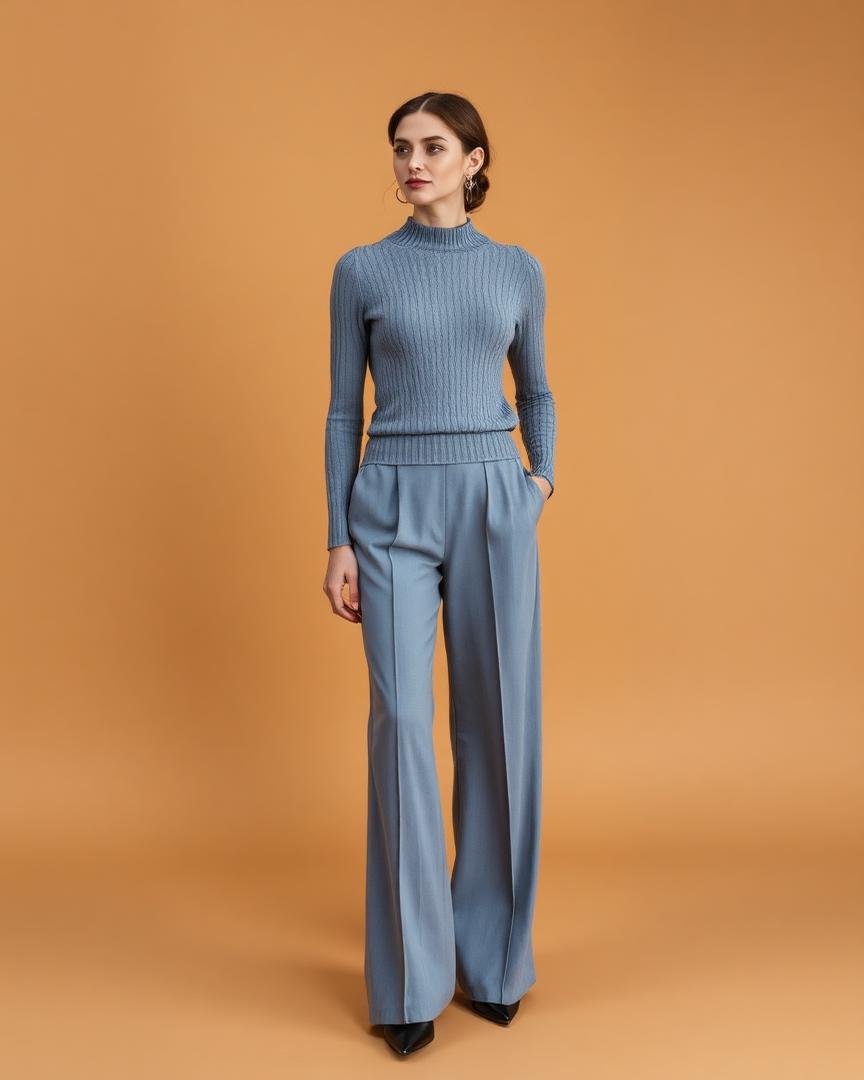 Blue knit two-piece set